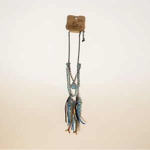 NWT Justin Turquoise and Brown Beaded Necklace